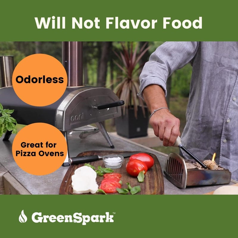 GreenSpark Natural Fire Starter لجميع الأحوال الجوية 70 قطعة مدخن شواء مدفأة خشبية وموقد بيليه حفرة نار طويلة حرق مشعل نار مقاوم للماء فرن بيتزا شواية فحم - Image 5